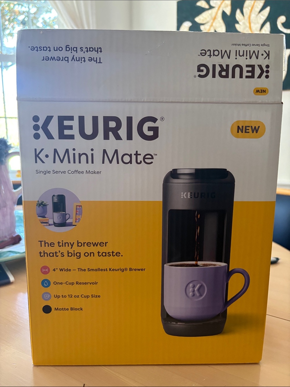 Keurig K-Mini Mate Single Serve Coffee Maker - Matte Black with Purple Mug